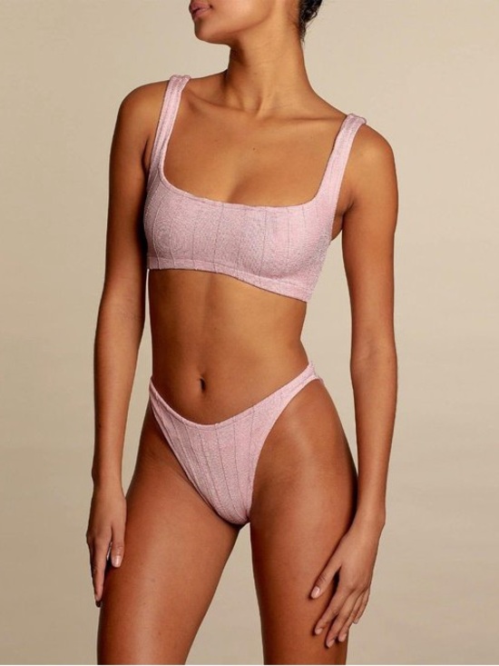 Hunza G Other - Hunza G Helena Nile Knit Bikini Set One Size Dusty Pink